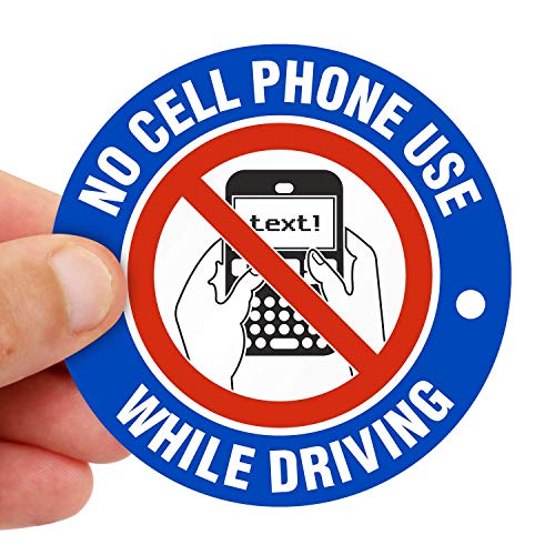 SmartSign Etiketten "No Cellphone Use While Driving", 7,6 x 7,6 cm, laminiertes Vinyl, hergestellt in den USA, 5 Stück von SmartSign