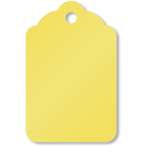 SmartSign Gelbe Blanko-Geschenkanhänger, Größe 5, 12-Punkt-dicker Blanko-Karton mit Jakobsmuschel-Oberseite, 4,4 x 2,9 cm, vorgestanzt, beschreibbar, 1000 Stück von SmartSign