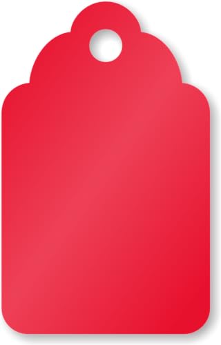 SmartSign Rote Blanko-Geschenkanhänger, Größe 4, 13-Punkt-dicker Blanko-Karton mit Jakobsmuschel-Oberseite, 3,8 x 2,4 cm, vorgestanzt, beschreibbar, 1000 Stück von SmartSign