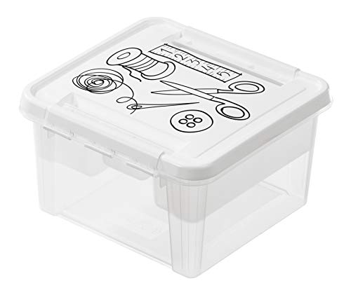 SmartStore 8L Aufbewahrungsbox mit Deckel – ideal für Nähzubehör Plastik Box Transparent - mit Einsatz - 10 Jahre Garantie- Lebensmittelecht und BPA-frei - Clip-Verschluss - L 28 x l 28 x H 17 cm von SmartStore