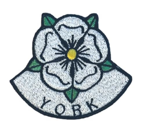 Smartbadge® Aufnäher, Motiv: York Yorkshire, ausgeschnittene Rose, vollständig bestickt, zum Aufnähen oder Aufbügeln (A) von Smartbadge