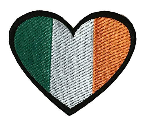 Smartbadge® Aufnäher / Bügelbild, Irland-Flagge in Herzform, bestickt von Smartbadge