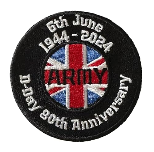 Smartbadge® D-Day Landings 80th Anniversary 1944-2024 UK Union Jack Army Embroidered Sew/Iron on Patch Badge (A) von Smartbadge