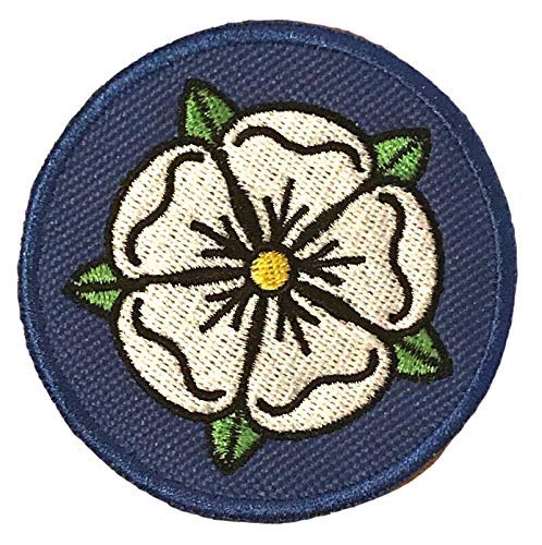Smartbadge® Kleiner Yorkshire County White Rose runder bestickter Aufnäher zum Aufnähen oder Aufbügeln (A) von Smartbadge
