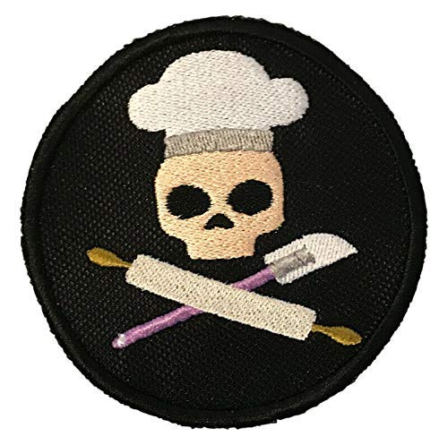 Smartbadge® Skull Professions Baker/Chef bestickter Aufnäher zum Aufnähen oder Aufbügeln (A) von Smartbadge