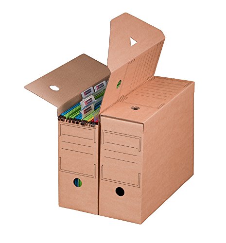 Smartbox Pro Archiv-Ablagebox mit Automatikboden für Hängemappen, 10er Pack, braun von Smartbox Pro