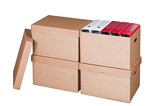 Smartbox Pro Archiv-Multibox und Automatikboden Ablagebox mit Deckel, 10-er Pack, braun von Smartbox Pro
