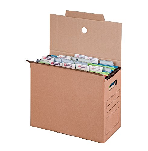 Smartbox Pro Archiv-Transportbox mit Automatikboden für Hängemappen, 10er Pack, braun von Smartbox Pro