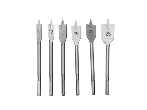 Flachbohrer Flachfräsbohrer-Set, 6-teilig, 10-25 mm, Sechskantschaft, für Weich- und Hartholz Profi Hobby Handwerker von SmartyFix