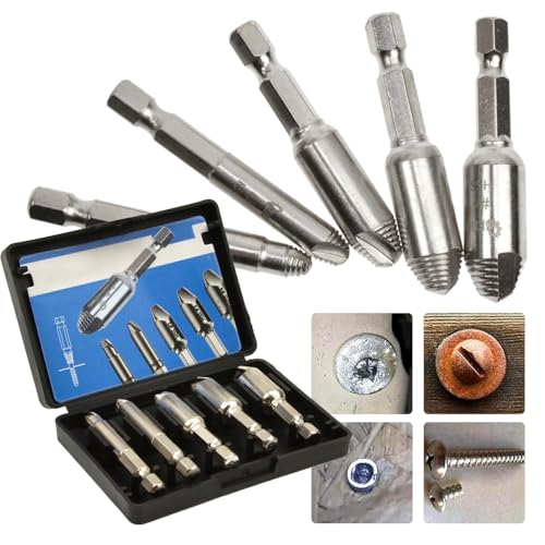 Schraubenausdreher Set, 5-teilig, 2-12mm HSS, Beschädigte Schrauben Entferner mit Sechskantschaft, Linksdreher aus Spezialstahl, Grau von SmartyFix