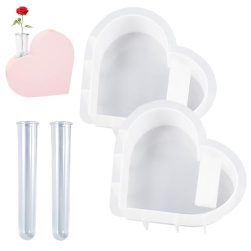 Silikonformen Gießformen Herz,Smavles 2 Stück Herzförmig Vase Silikonform Silikon,Gießformen Silikon Blumenvase mit 2 Reagenzgläsern,Gießform Herz Vase Gipsformen zum gießen für DIY Gips Handwerk Silikonformen Gießformen Herz,Smavles 2 Stück Herzförmig Vase Silikonform Silikon,Gießformen Silikon Blumenvase mit 2 Reagenzgläsern,Gießform Herz Vase Gipsformen zum gießen für DIY Gips Handwerk von Smavles