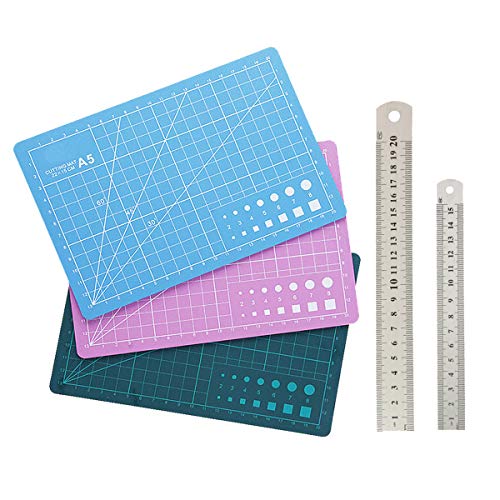 Smavles Bastelunterlage 3 Stück Nähmatte Schneidematte A5 Selbstheilend,mit 2 Stück Edelstahl Lineal,für Quilten,Nähen,DIY Handarbeit Bastelmatte Smavles Bastelunterlage 3 Stück Nähmatte Schneidematte A5 Selbstheilend,mit 2 Stück Edelstahl Lineal,für Quilten,Nähen,DIY Handarbeit Bastelmatte von Smavles