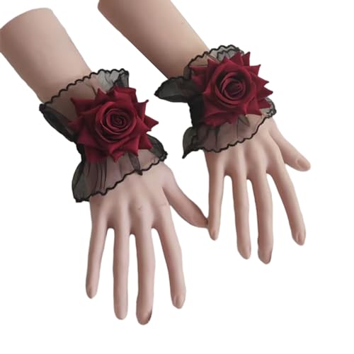 Smbcgdm Handblume Braut Armband Hand Blume Dekor Hochzeit Dekor Wiederverwendbar Rot von Smbcgdm