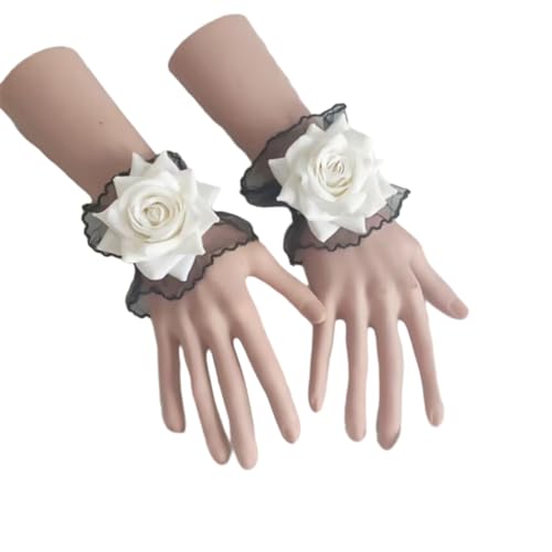 Smbcgdm Handblume Braut Armband Hand Blume Dekor Hochzeit Dekor Wiederverwendbar Schwarz Weiß von Smbcgdm