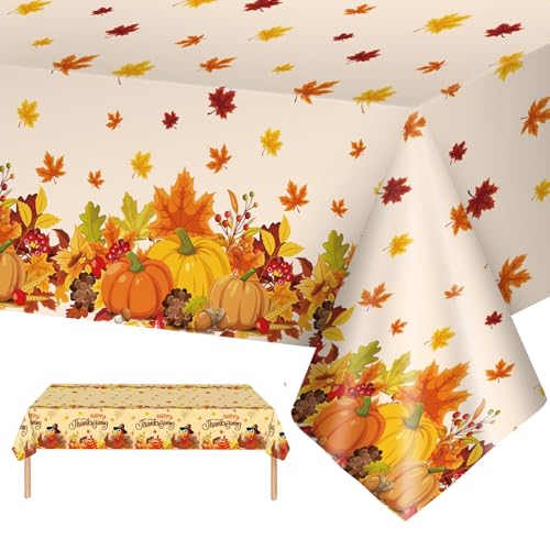 2 Stück Thanksgiving Einweg Tischdecke, 137 x 274cm Herbst Tischdecke, Herbst Kürbis Ahornblätter Tischde-cken, Erntedankfest Herbsternte Tischde-cke, für Thanksgiving, He-RBST, Ernte, Partyzubehör 2 Stück Thanksgiving Einweg Tischdecke, 137 x 274cm Herbst Tischdecke, Herbst Kürbis Ahornblätter Tischde-cken, Erntedankfest Herbsternte Tischde-cke, für Thanksgiving, He-RBST, Ernte, Partyzubehör von Smdbzda