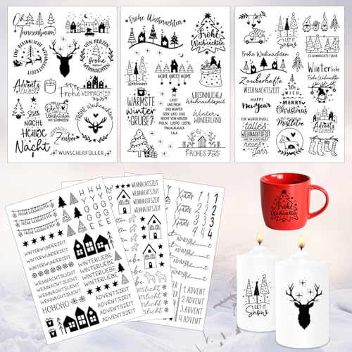 Smdbzda 6 Stück Kerzentattoos Weihnachten, Weihnachtens Kerzen Tattoo, Weihnachtens kerzen folie, Kerzentattoos Wassertransferdruck, Kerzenfolie Weihnachten, Weihnachts Sticker Kerzen Dekorieren von Smdbzda