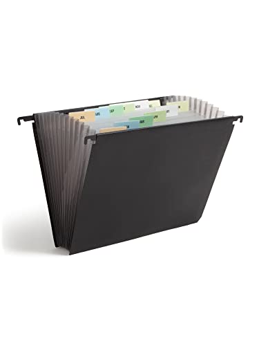 SMEAD Poly Fächermappe zum Aufhängen, 12 Unterteiler, Buchstabe Größe, schwarz (65125) von Smead