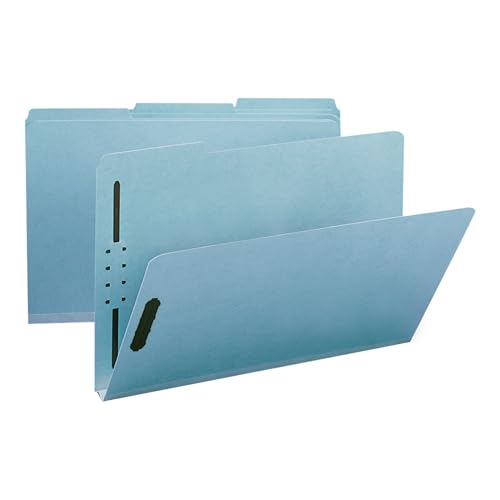 Smead 100% recycelte Presskarton-Ordner, 2 Verschlüsse, 1/3-Schnitt-Register, 2,5 cm Erweiterung, legale Größe, blau, 25 Stück pro Box (20000) von Smead