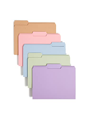 Smead 11953 Aktenordner, 1/3-Schnitt, Briefgröße, verschiedene Pastellfarben, 100 Stück pro Box von Smead