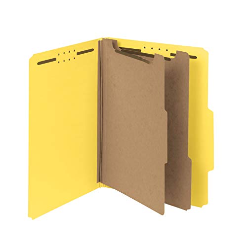 Smead 14064 Aktenordner aus 100% recyceltem Presskarton, 2 Trennwände, 5,1 cm Erweiterung, Briefgröße, gelb, 10 Stück pro Box von Smead