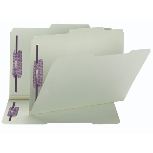 Smead Aktenordner mit SafeSHIELD-Verschlüssen, 2 Verschlüsse, 2/5 Schnittlasche rechts in der Mitteposition, Führungshöhe, 2,5 cm Erweiterung, legale Größe, grau/grün, 25 Stück pro Box (19980) von Smead