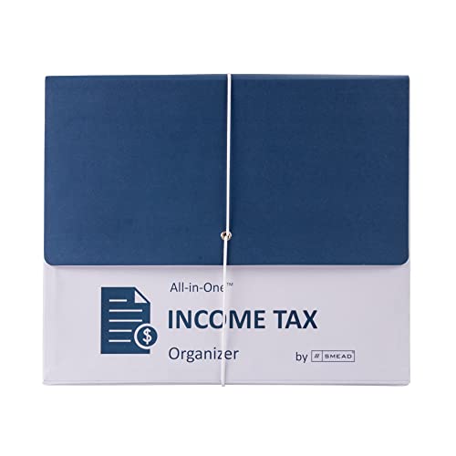 Smead All-in-One Einkommensteuer-Organizer, 12 Taschen, Klappen- und Kordelverschluss, Briefgröße, Marineblau/Weiß (70660) von Smead
