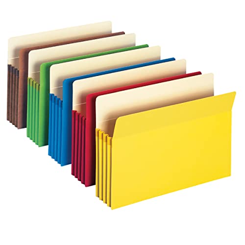 Smead Dokumententasche, gerader Schnitt, 8,9 cm Erweiterung, legale Größe, verschiedene Farben, 5 Stück pro Packung (74892) von Smead