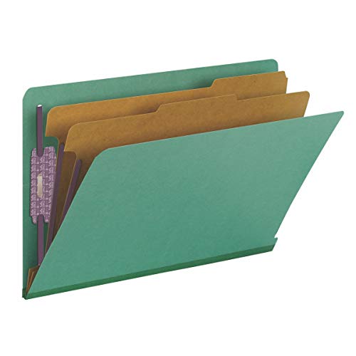 Smead Endlasche Klassifizierungsmappe, legal, gerade, 2 Trennwände, grün, 10 pro Box (29785) von Smead
