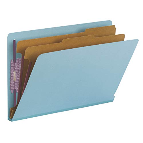 Smead Endlasche Klassifizierungsmappe, rechtlich, gerade, 2 Trennwände, blau, 10 Stück pro Box (29781) von Smead