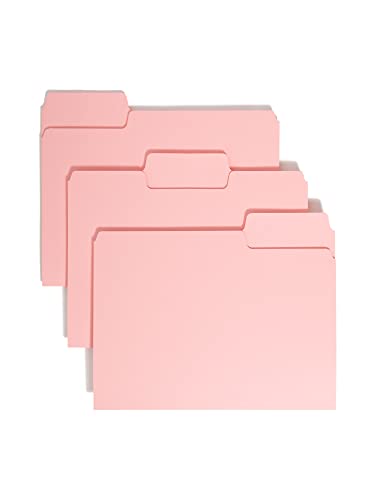 Smead Standard-Aktenordner, 100 Stück, Rosa, 1/3-geschnittene Reiter, Briefgröße (12643) von Smead