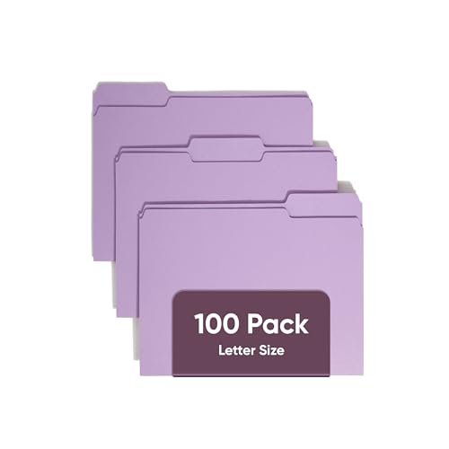 Smead Farbige Aktenordner, 1/3-schneidende Registerkarte, Briefgröße, Lavendel, 100 Stück pro Box (12443) von Smead