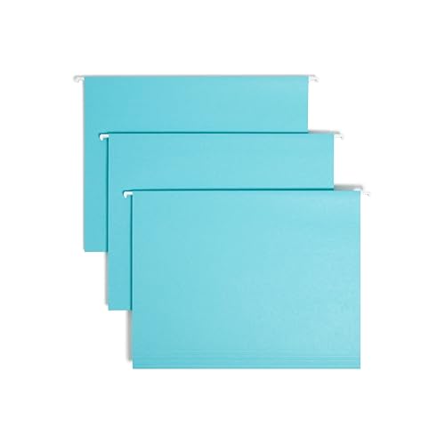 Smead Standard-Hängeregistraturmappen, 25 Stück, Aquablau, 1/5 verstellbare Reiter, Briefgröße (64058) von Smead