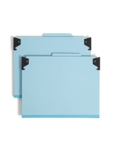 Smead FasTab 65105 Ordnungsmappe mit SafeSHIELD-Verschlüssen, 1 Trennwand, 2/5-Schnitt integrierte Register, Briefgröße, blau, 10 pro Box von Smead