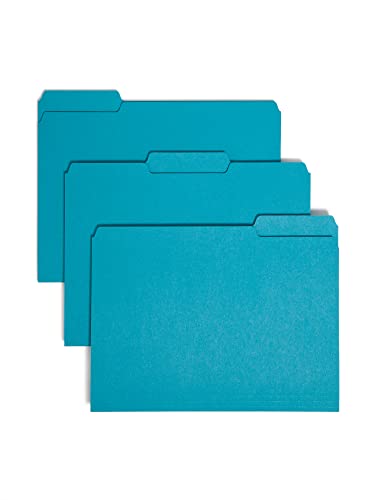 Smead Innenordner 1/3-Cut Tab, Briefgröße, blaugrün, 100 Stück pro Box (10291) von Smead
