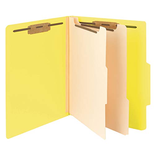 Smead Klassifizierungsmappe, 2 Trennwände, 5,1 cm Erweiterung, 2/5 Schnitt, Briefgröße, gelb, 10 Stück pro Box (14004) von Smead