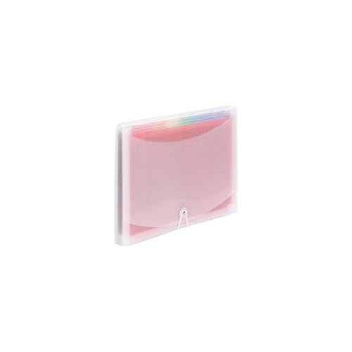 Smead Poly-Fächermappe, 12 Trennblätter, Klappe und Kordelverschluss, Briefgröße, Wellenmuster, transparent mit regenbogenfarbenen Trennwänden (70723) von Smead