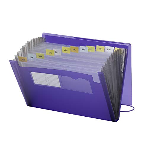 Smead Poly-Fächermappe mit 12 Fächern, Klappe und Kordelverschluss, Briefgröße, Violett (70879) von Smead