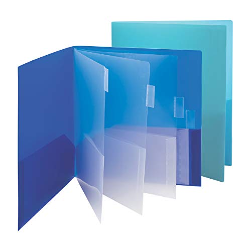 Smead Poly-Ordner mit 10 Taschen, Briefgröße, Farben sortiert, Farben variieren 2-Pack blau von Smead