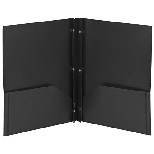 Smead Poly Zwei-Pocket-Mappe, Tang-Stil, Briefgröße, schwarz, 25 Stück pro Box (87725) von Smead