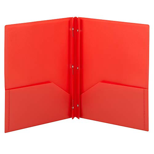 Smead Poly Zwei-Taschenmappe, Dreilochverschlüsse, Briefgröße rot von Smead