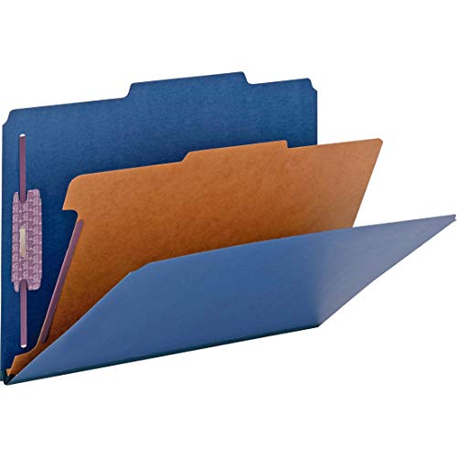 Smead Pressboard-Klassifizierungsmappe, mit SafeSHIELD-Verschlüssen, 1 Trennwand, 5,1 cm Erweiterung, legale Größe, dunkelblau, 10 pro Box (18732) von Smead