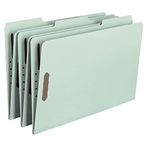 Smead Schnellhefter aus 100% recyceltem Presskarton, 2 Verschlüsse, 1/3-Cut-Tab, 2,5 cm Erweiterung, legale Größe, grau/grün, 25 pro Box (20003) von Smead