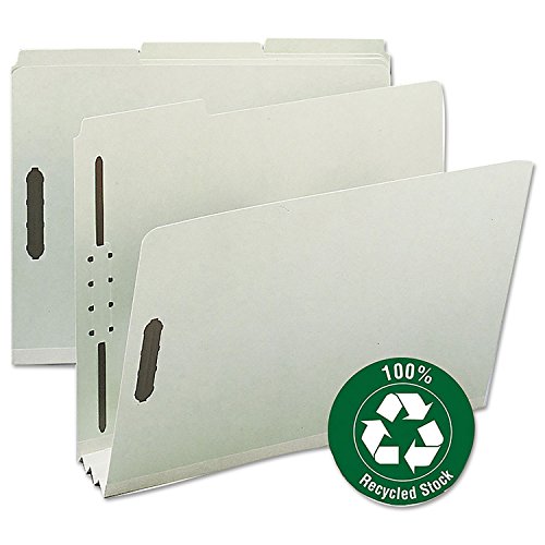 Smead Schnellhefter aus 100% recyceltem Presskarton, 2 Verschlüsse, 1/3-Schnitt-Tab, 7,6 cm Erweiterung, Briefgröße, grau/grün, 25 Stück pro Box (15005) von Smead
