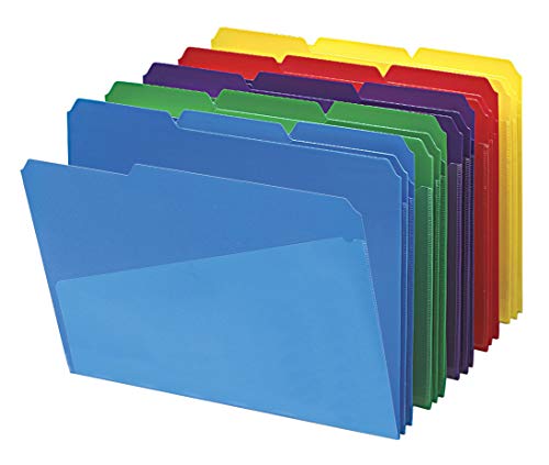Smead Slash Pocket Poly-Aktenordner, 1/3-schneidende Registerkarte, Briefgröße, verschiedene Farben, 30 Stück pro Box (10540) von Smead