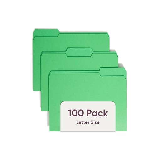 Smead Standard-Aktenordner, 100 Stück, grün, 1/3-Schnitt-Tabs, Briefgröße (12143) von Smead