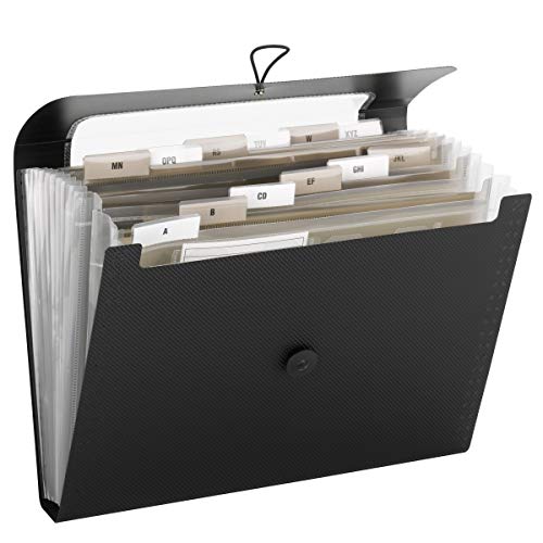 Smead Step Index Poly Organizer, 12 Taschen, Klappe und Kordelverschluss, Briefgröße, schwarz (70901) von Smead