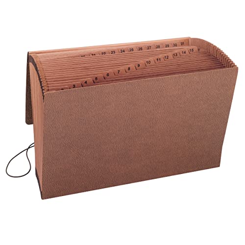 Smead TUFF Fächermappe, 31 Taschen, täglich (1-31), Klapp- und Kordelverschluss, legale Größe, Redrope (70369) von Smead