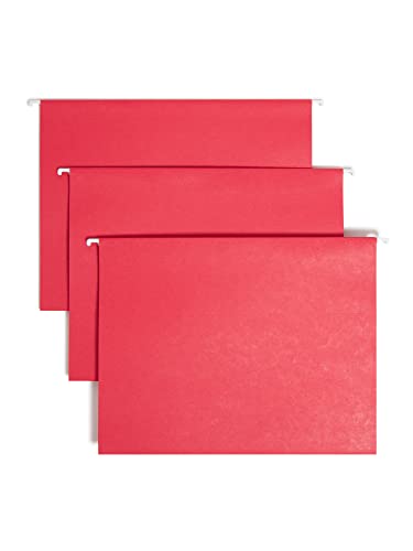 Smead TUFF Hängeregistratur-Ordner mit einfacher Schiebeschlasche, 1/3 Schiebentasche, Briefgröße, rot, 18 Stück pro Box (64043, Stabfarbe kann variieren) von Smead