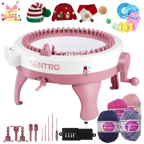 Strickmaschine 48 Nadeln,Smart Weaving Loom Strickmaschine,Knit Loom Machine Smart Manual Rotating Kit mit Reihenzähler, DIY-Runder Handstrick-Set für Erwachsene Kinder Socken Hüte Schals Handschuhe von Smgbway