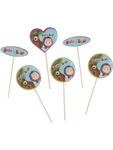 Masha and The Bear Tableware Party Cupcake, Toppers x8, 4x7cm/1.6x2.8inch von Smiffys